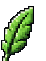 Glowing green pixel feather